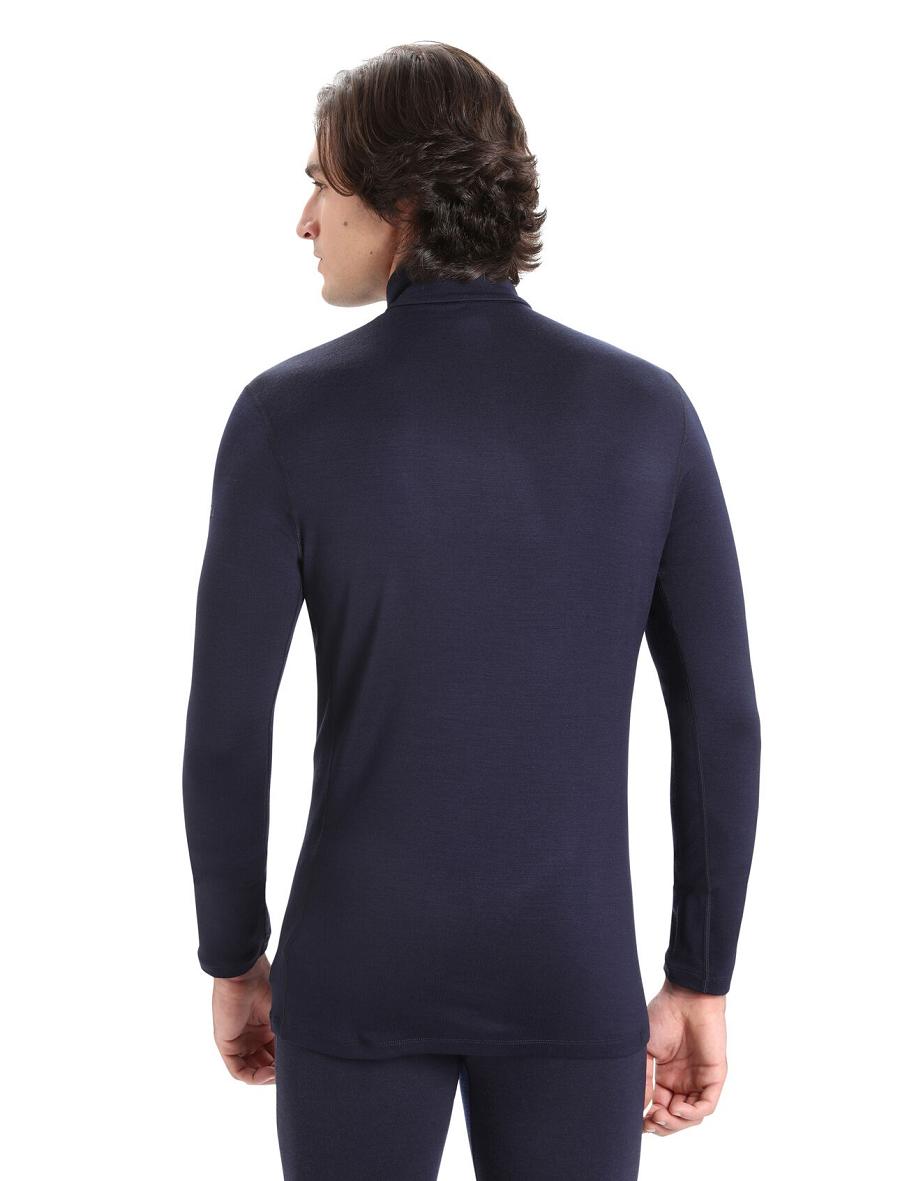 Midnight Navy Men's Icebreaker Merino 260 Tech Long Sleeve Half Zip Thermal Top Base Layers | USA 1385OKIR